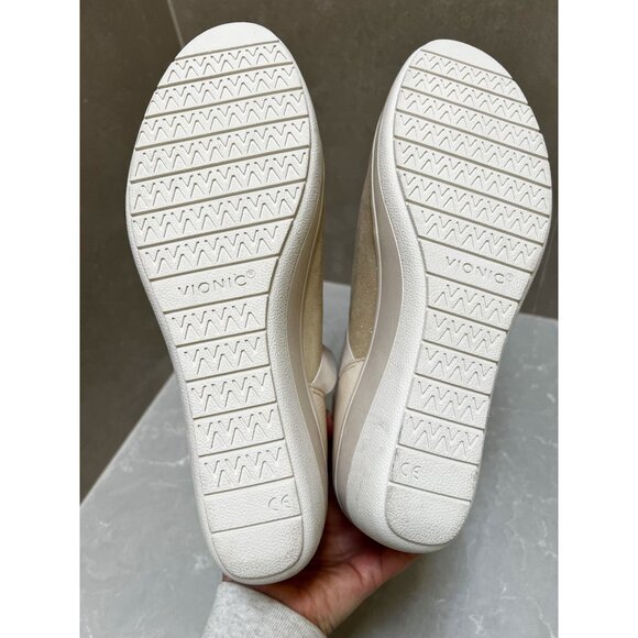 VIONIC Ellery Ankle Strap Supportive Comfort Wedge Sz 9.5 Cream Metallic Suede - Picture 8 of 10
